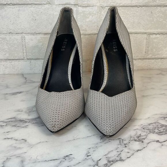 Reiss Millie Geo Print Court Pointed Toe Stiletto Heels 40 - Picture 2 of 6
